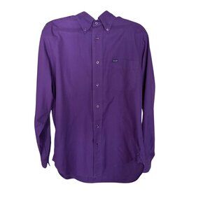 Faconnable Purple Long-Sleeve Button-Up Shirt Mens M Cotton Classic Fit